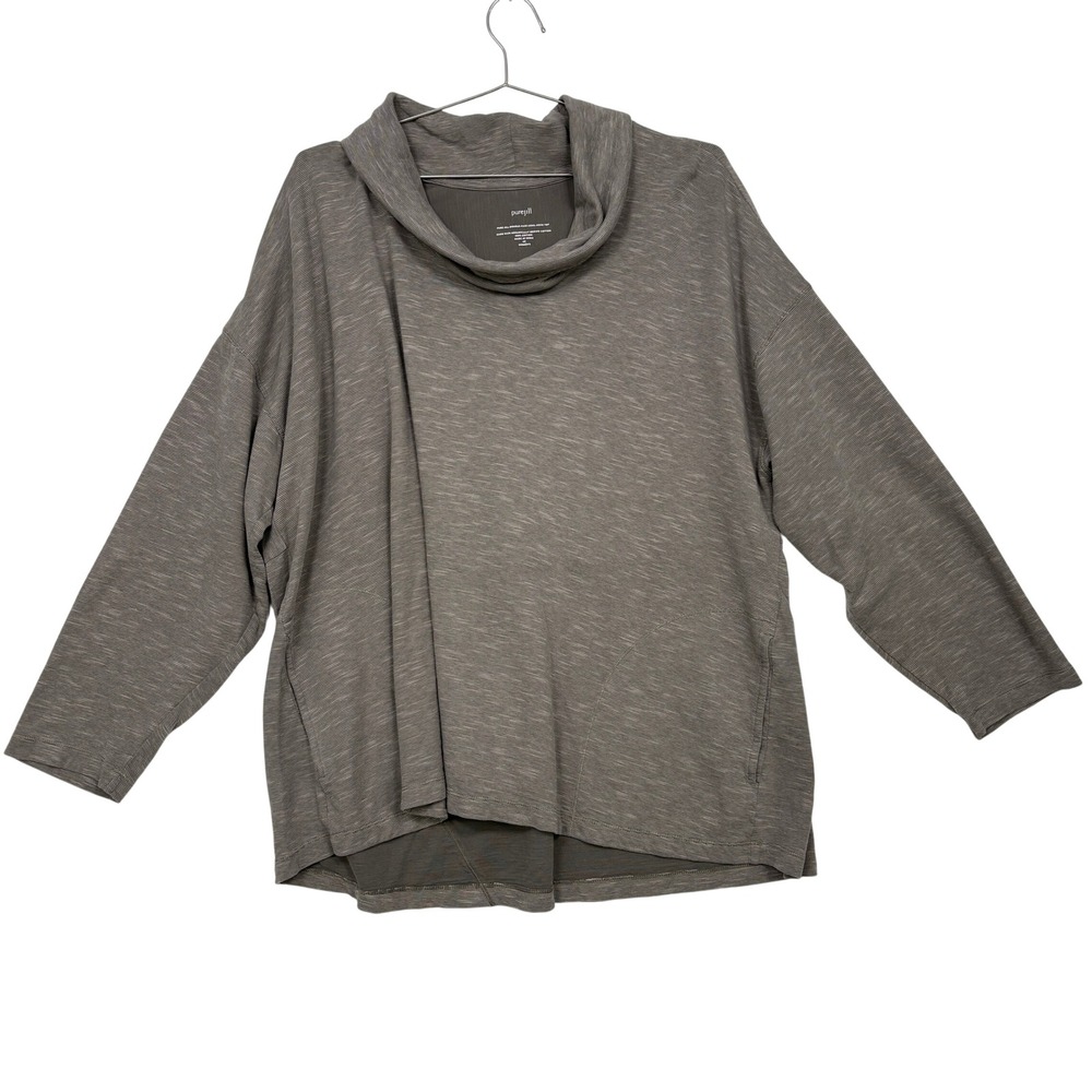 Pure Jill Women Top 4X Gray Double-Face Cowl-Neck Organic Cotton KTP182004